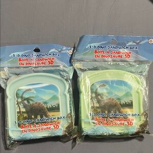3D Dino Sandwich Boxes - Green and Blue